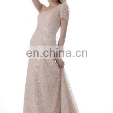 C5000 Sequin one sleeve bridal dress