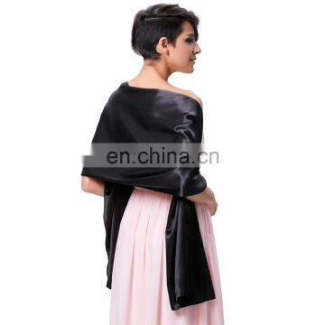 Kate Kasin 72*17" Black Satin Bridal Evening Dress Shawl Scarf Wrap Neckerchief KK000216-1