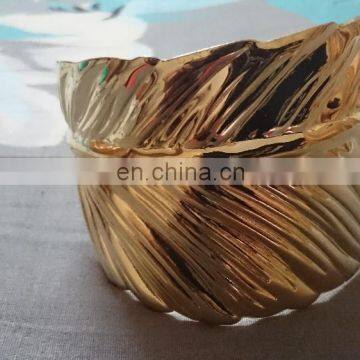 Latest Style Leaf shape Wide Brass Hand Cuff Bracelet
