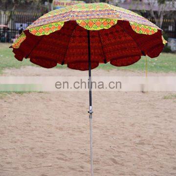 Indian Latest Embroidered Cotton Garden Umbrella Parasols Outdoor Outdoor Sun Shade Patio Umbrella 84" photo-3