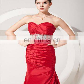 New Arrival Red Sweetheart Sleeveless Evening Gowns Beaded Floor Length Ruched Mother Of The Bride Dress photo-5