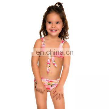 High quality lycra fabric kids swimwear cute girl bikini swim