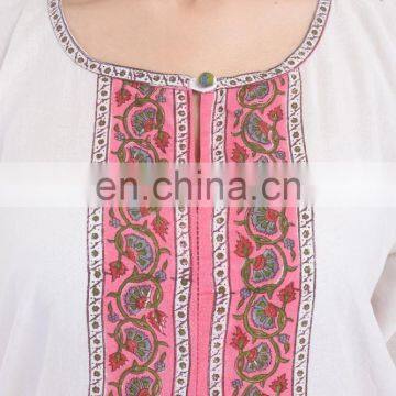 Women Cotton Block Printed Long Dress Casual Designer Sexy Tunic photo-2