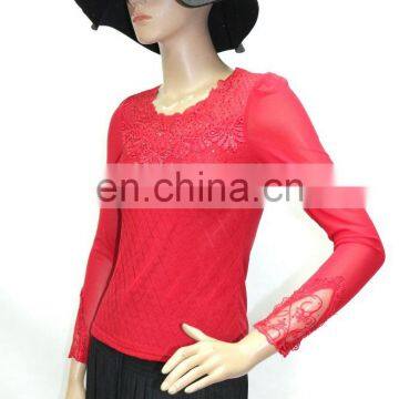 Autumn Wear Lace Long Sleeve O-neck Transparent Slim Shirt for Party&club Girl photo-5