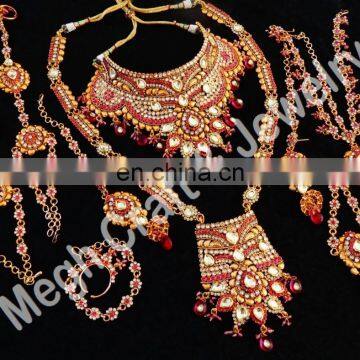 Wedding Wear Wholesale Dulhan Set-Bollywood Ethnic Designer Necklace Set Jewelry-Wedding CZ Stone Jewellery Sets