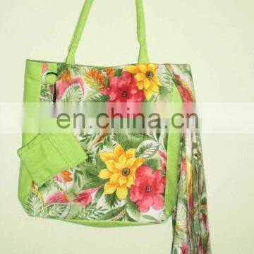 Women's Bag Floral Printed Canvas Bag,Cotton Canvas Handbag Wholesale Beach Bags photo-4