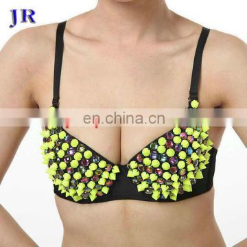 Special green rivet decorated belly dance bra YD-044#