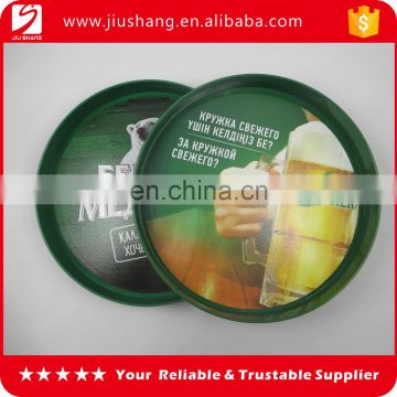 Green round shape plastic non-slip food serving tray