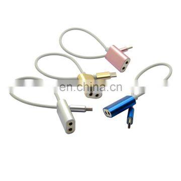 USB 3.1 USB-C Type C Male to Dual 3.5mm Female Earphone AUX Audio Splitter Adapter Cable