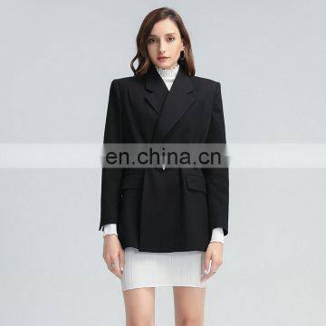 TWOTWINSTYLE Women Fashion Coats Notched Long Sleeve High Waist With Sashes Elegant Casual Vintage