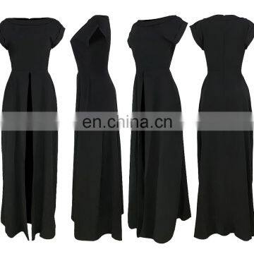 2020 Women Sexy Bodycon High Split Zipper Solid Color Sexy Dress photo-3