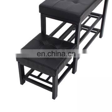 Customized PVC Leather Metal Steel Shoe Racks Bench Storage Organizer Holder Rack At Doorway Entrance photo-4