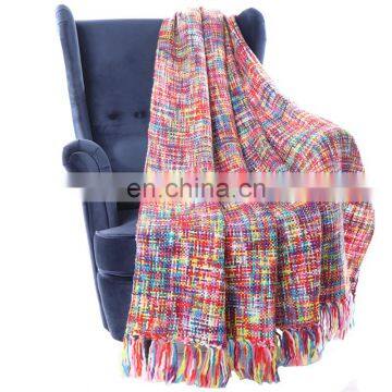 China Cheap Price Tropical Style Multi-Color Rainbow Throw Blanket 63" X 49" photo-2