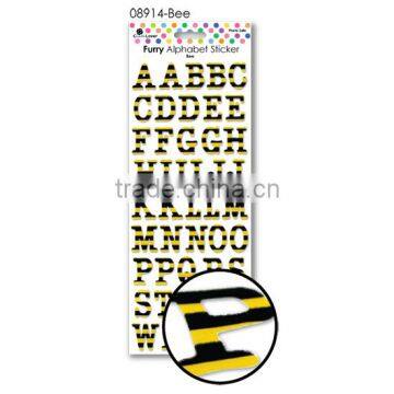 DIY Craft Scrapbook Colourful Animal Print Alphabet Sticker Furry Felt Letter Sticker photo-2