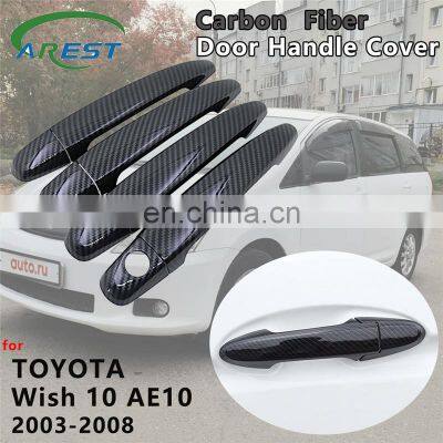 for Toyota Wish 10 AE10 2003 2004 2005 2006 2007 2008 Carbon Fiber Door Handle Cover Trim Catch Car Cap Set Stickers Accessories