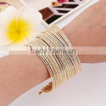 Multilayer iron wire Bracelet shinny Gold and silver colour pulsera para novia esposa