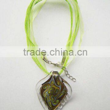 high quality Lampwork Glass Pendant Necklace Lampwork glass Necklace magnifying glass pendant with wax cord