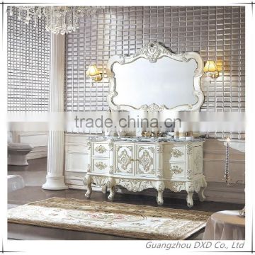 High End White Color European Style Antique Bathroom Furniture with double sink