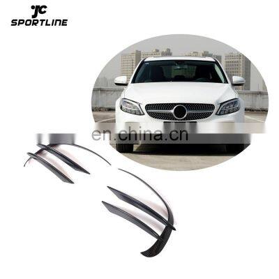 JCSportline Carbon Fiber W205 C205 A205 Front Canards for Mercedes Benz C Class C200 C300 2D 4D 2019-2020