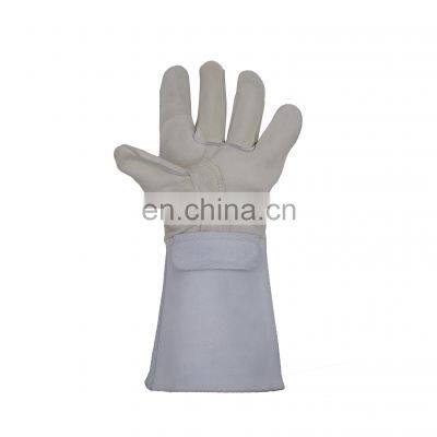 HANDLANDY White GREY Great Protective Fitting Full Grain Deerskin Workers Long Leather Work Welder Cheap Welding Gloves photo-3