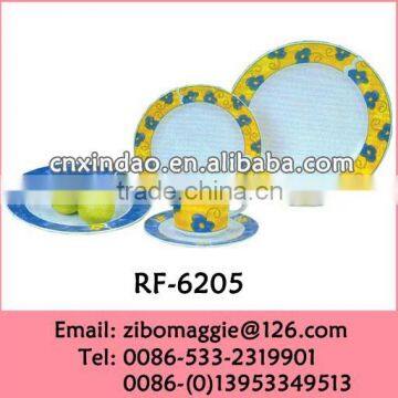 Zibo Manufacture Custom Flower Designed Round Dinnerware Ceramic for Promotion Tableware