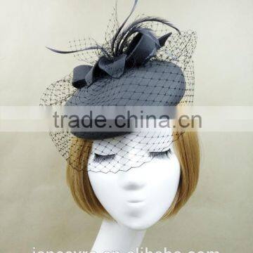 Fashionable Style Wool Felt Pillbox Hat With Veil,Party Mini Wool Hat photo-2