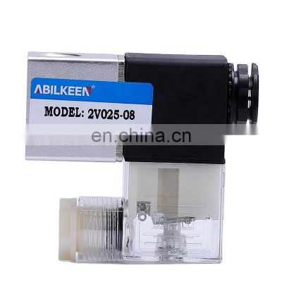 Mini AC220V DC12/24V Normally Closed 2 /2Way 2V025-06 1/8''Port Size Direct Action Pneumatic Control Solenoid Valve