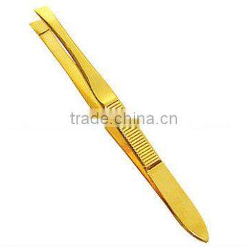 Fine Eyebrow tweezer, Golden Tweezer, Hair Removal tweezer, Slanted tweezer