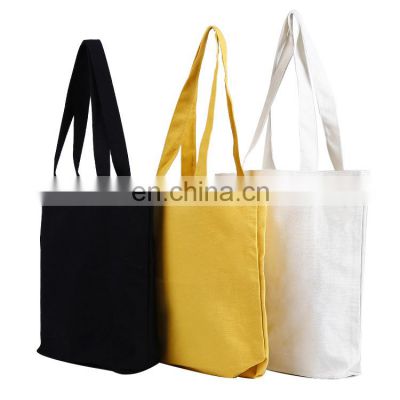 High Quality Plain White Black Reusable Canvas Shopping Bag Custom Logo Cloth Cotton Eco Bag