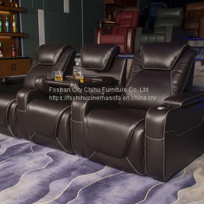 Custom Multi Functional Theater Room Furniture Sofa, Leather Movie Theater Chairs