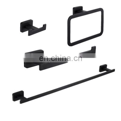 4-Piece Black shower bathroom accessories set sanitary hardware wall mounted hotel restroom