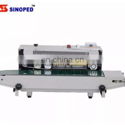 FR900 horizontal heat plastic bag pouch sealer automatic continuous sealing shrink sleeve sealing machine stop button