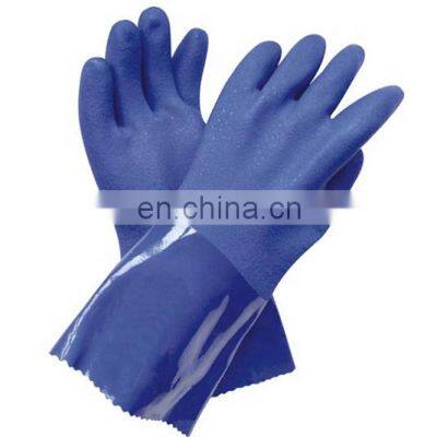 Blue Sandy Finished PVC Rubber Fully Coted Construction Gloves