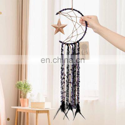 Pendant Star Feather Wind Chimes Home Decoration Macrame Wall Decor Handmade Dream Catcher