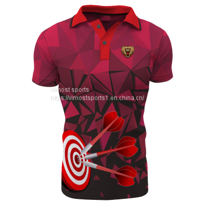 New Style Dart Shirt of Red Collar Design for You with Short Sleeves