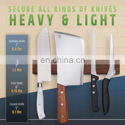 Eco Friendly Wall-mounted Magnetic Bamboo 17 Inch Knife Strip Wood Magnetic Knife Holder photo-2