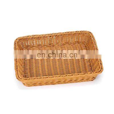 Wholesale Hand-woven home storage plastic wicker rattan bread fruit small Storage Basket