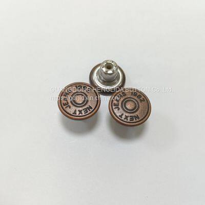 2023 Customized wholesale plating brass cowboy button jeans buttons for jeans clothing