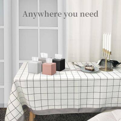 Pu Leather Tissue Box Holder Square Tissue Box Cover Modern Stylish Tissue Box Organizer for Bathroom photo-5