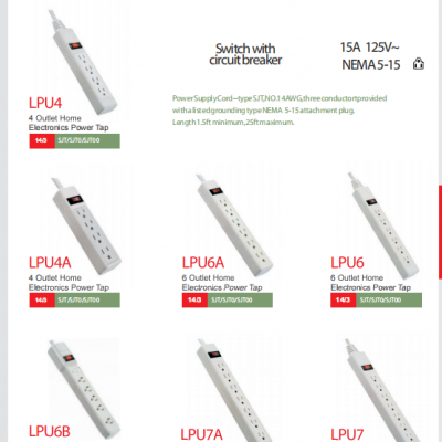NEMA5-15P 15A 125V~ Power Strip