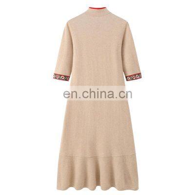 Neo-Chinese Style Pure Cashmere Dress Long Slim Fit A-Line Button Decoration Floor-Length Natural Breathable Sustainable Autumn photo-2
