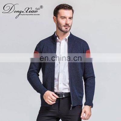 Men's Winter Wool Zipper Knit Cardigan Wholesale Crew Neck Jacket Sweater photo-4