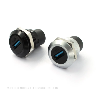 Round Type Zinc Alloy Data Signal Extended Transmission USB3.0 Surface Panel Mount Socket with dust cap
