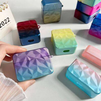 Gradient Square Diamond Pattern New Pro Bluetooth Earphone Protector Case Shaped for Airpods3 2Nd Generation Earphone Case