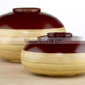 High quality best selling spun bamboo two tone natural brown vase from Vietnam