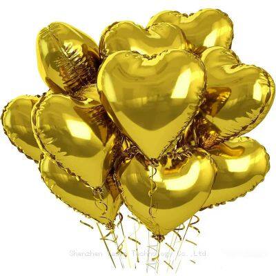 18 Inch Gold Silver Red Heart Foil Balloon Helium Mylar for Wedding Birthday Party Decoration Wholesale