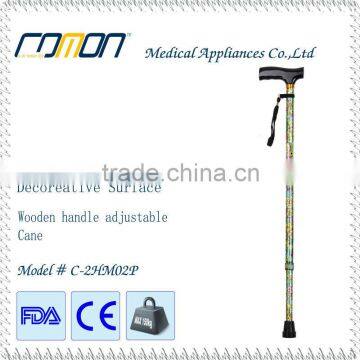 Adjustable Aluminum Walking Cane sticks With Wood Handle