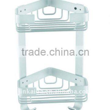 Aluminum Bath Rack bathroom basket corner shelf with hooks L08-5-1d