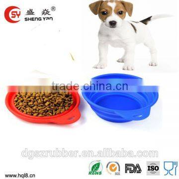 Protable durable food grade folding silicone pet dog bowl