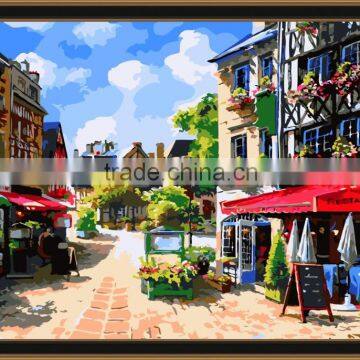 Wall art picture DIY oil painting by numbers oil painting on canvas my town for kids room 5148